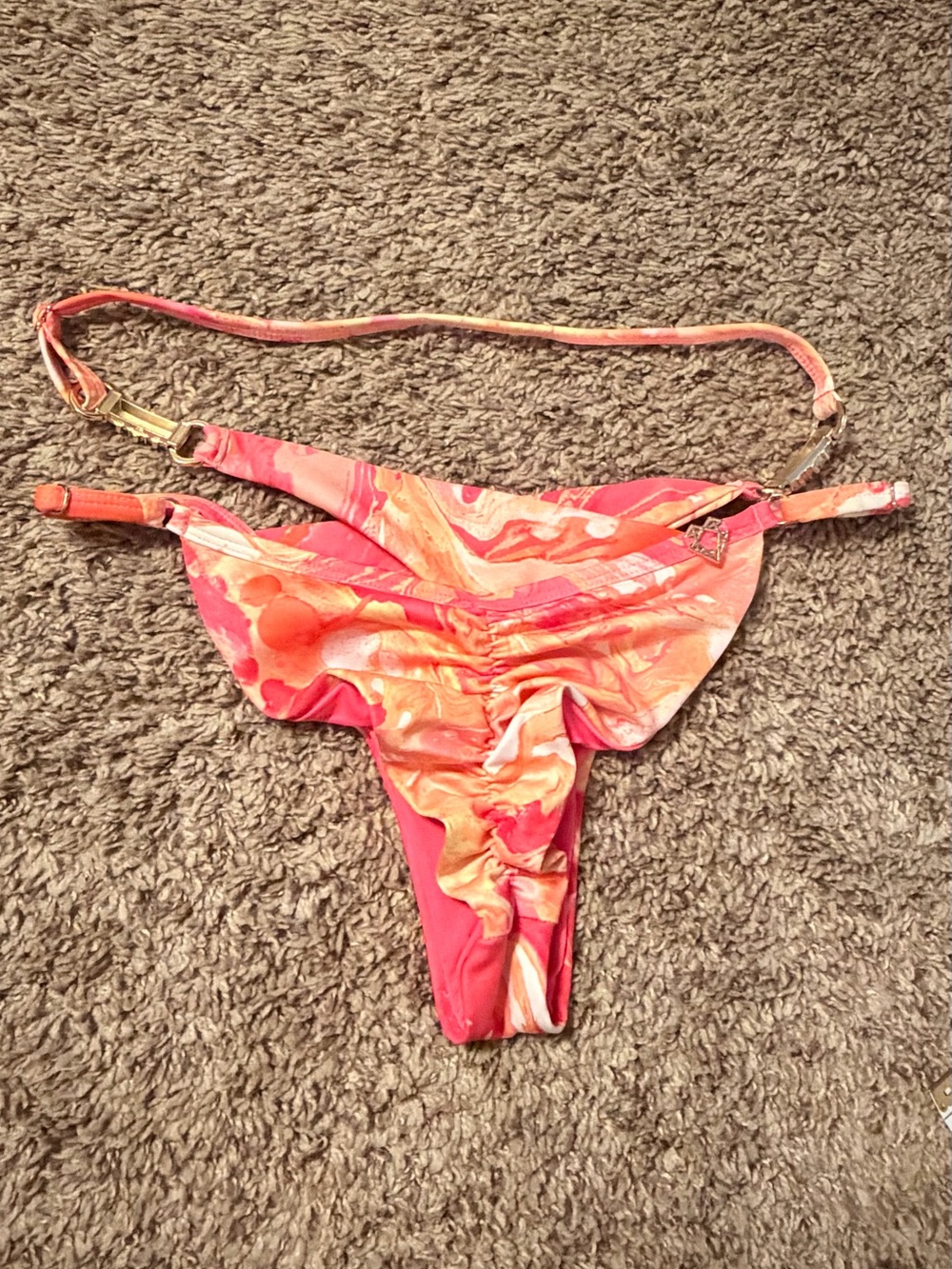Marbled Pink Orange Triangle Bikini Set - Picture 6 of 10